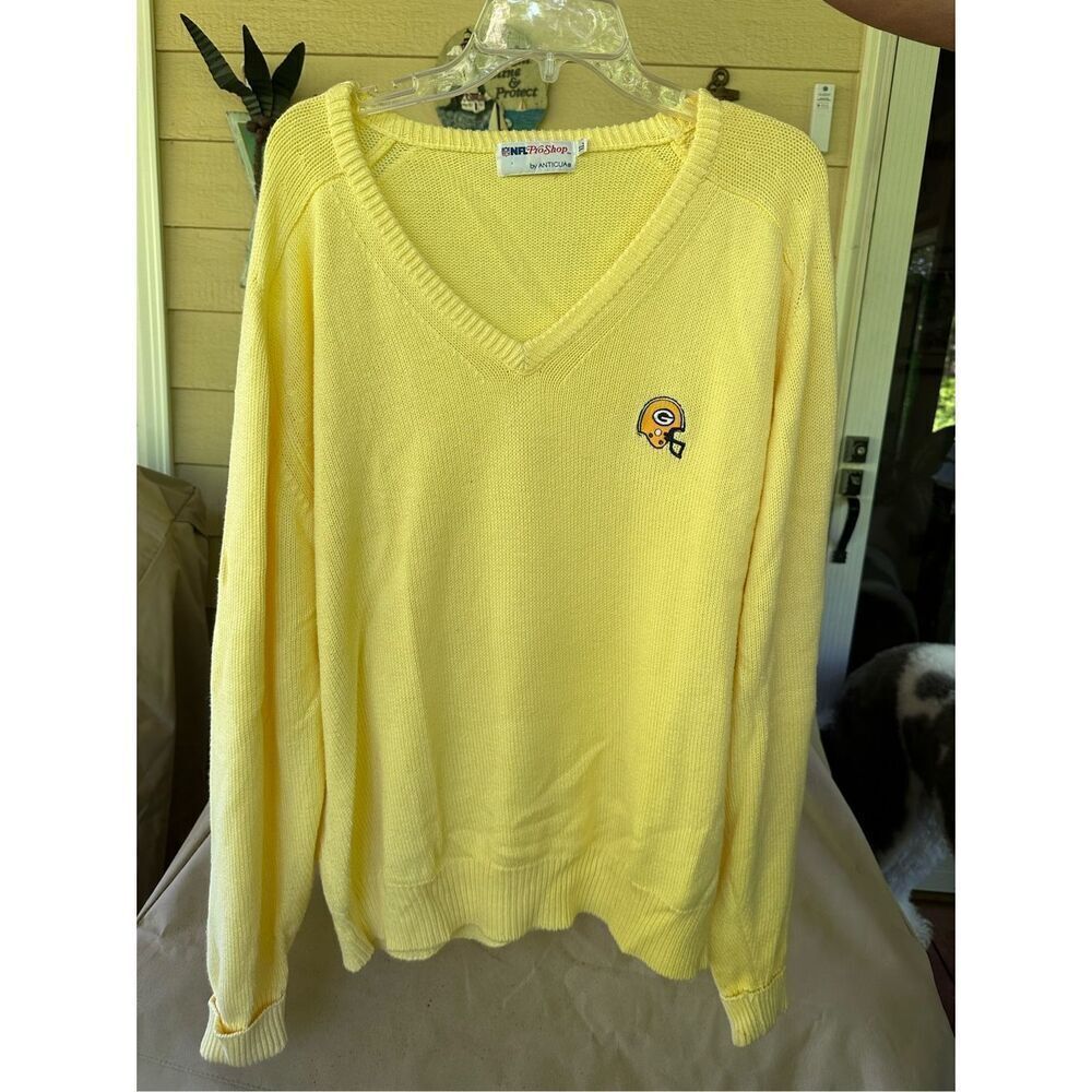 Vintage 1980s V-neck‎ Green Bay Packers Men's Sweater Mens XL Coach